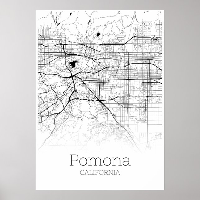 Affiche Carte de Pomona - Californie - Carte de la ville P (Devant)