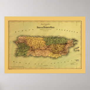 Affiche Carte de Porto Rico (1886)