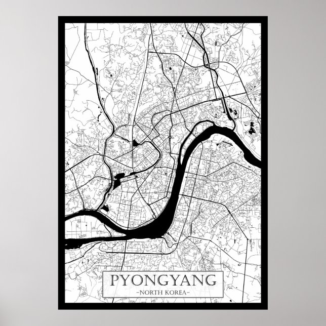 Affiche Carte de Pyongyang Corée du Nord (Devant)