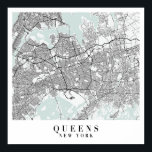 Affiche Carte de Queens New York Blue Water Street<br><div class="desc">Carte de Queens New York Blue Water Street</div>