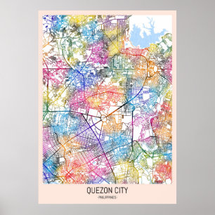 Affiche Carte de Quezon City Philippines