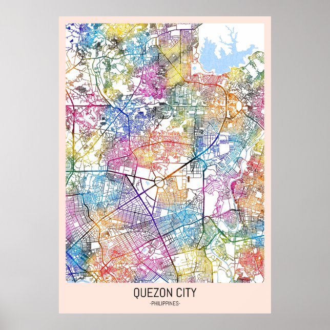 Affiche Carte de Quezon City Philippines (Devant)