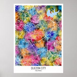Affiche Carte de Quezon City Philippines