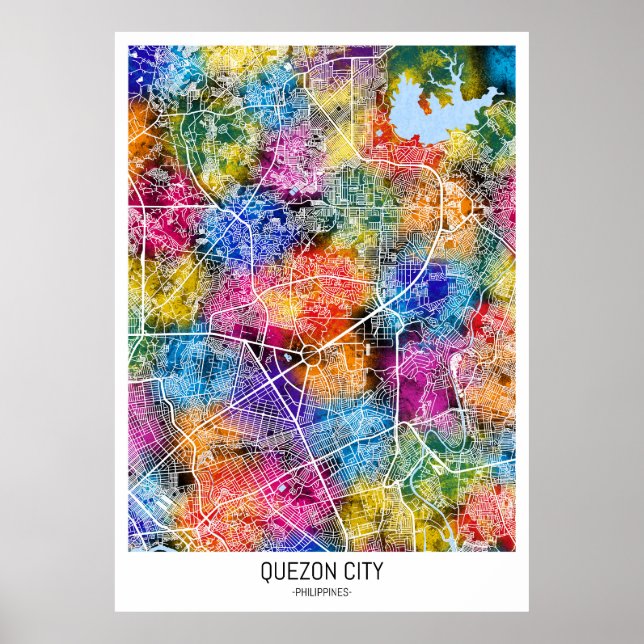 Affiche Carte de Quezon City Philippines (Devant)
