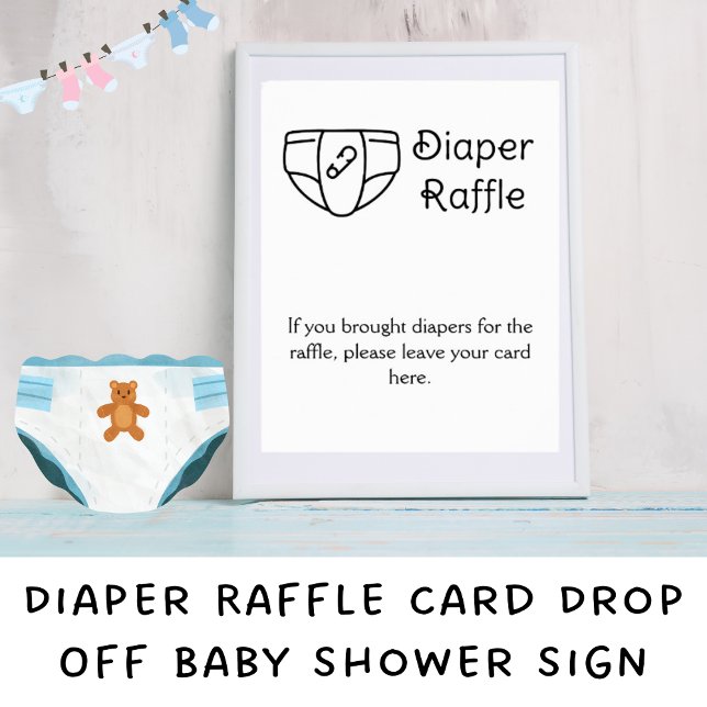 Affiche Carte de rabat Déposer le panneau Baby shower (Diaper Raffle Table Display Download and Prints Available)
