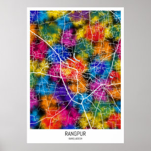Affiche Carte de Rangpur Bangladesh