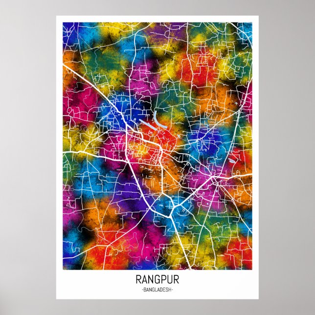Affiche Carte de Rangpur Bangladesh (Devant)