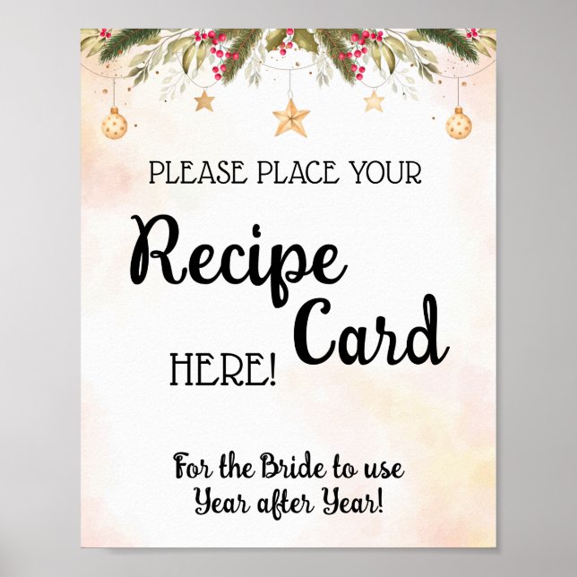 Affiche Carte de recette à placer Noël Mariage Fête  Affic (Devant)