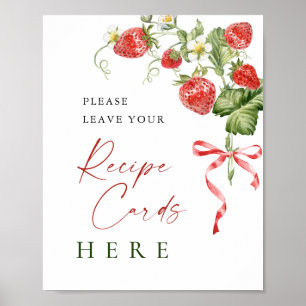 Affiche Carte de recette de fraise à l'aquarelle tendance