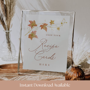 Affiche Carte de recette de mariage d'automne imprimable