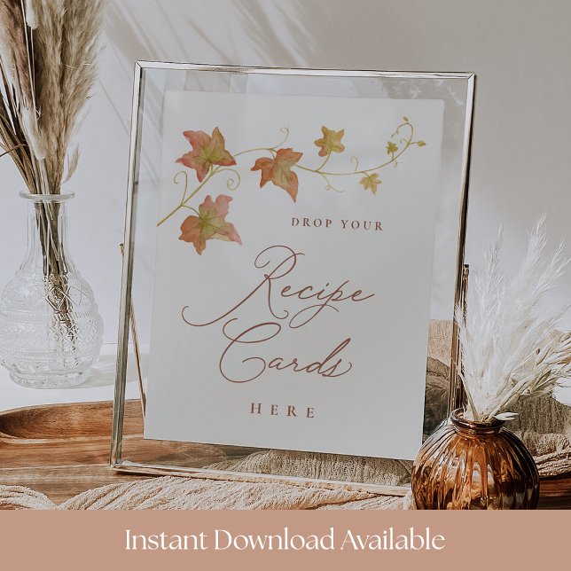 Affiche Carte de recette de mariage d'automne imprimable (Créateur téléchargé)