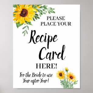 Affiche Carte de recette de Sunflowers Panneau de douche d