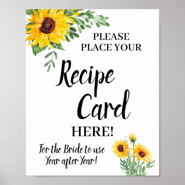 Affiche Carte de recette de Sunflowers Panneau de douche d (Devant)