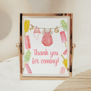 Affiche Carte de remerciements de Baby shower Girl Popsicl