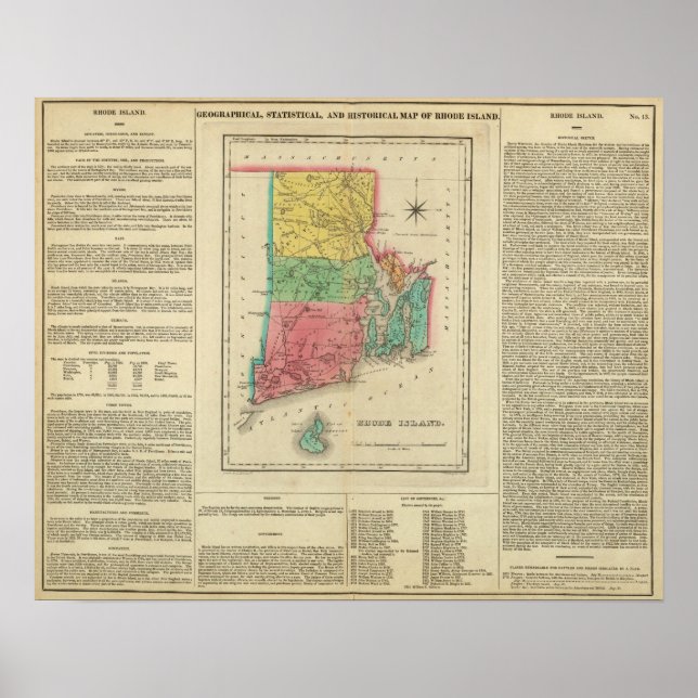 Affiche Carte De Rhode Island (Devant)