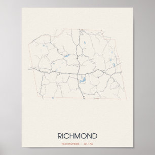 Affiche Carte de Richmond, New Hampshire