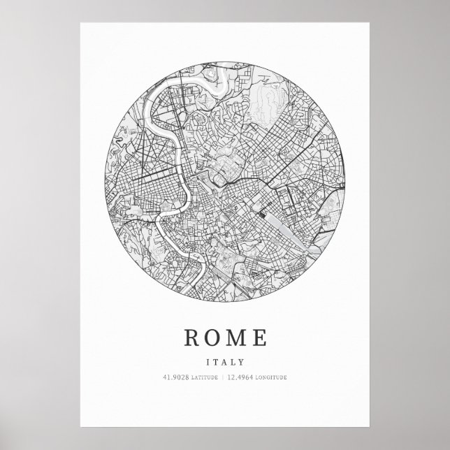 Affiche Carte de Rome Italie (Devant)