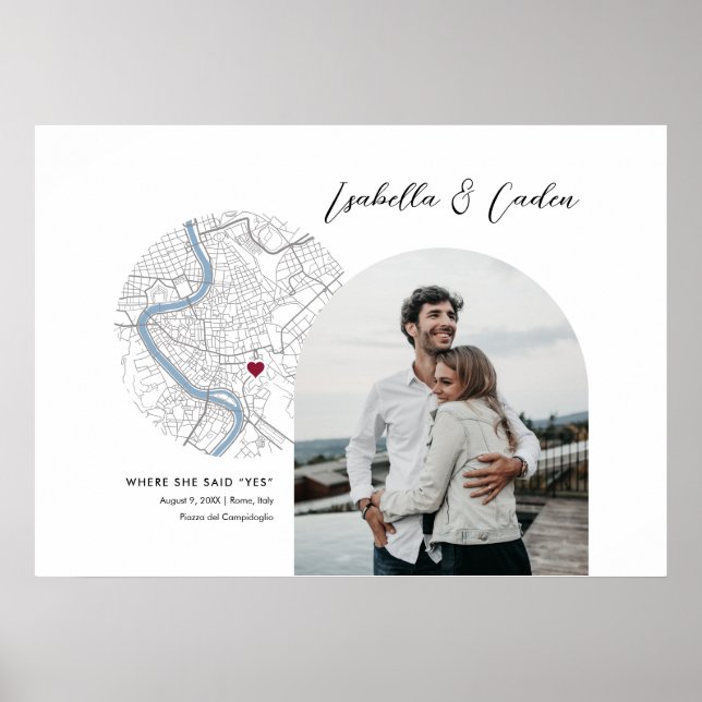 Affiche Carte de Rome Mariage Fiançailles cadeau photo (Devant)