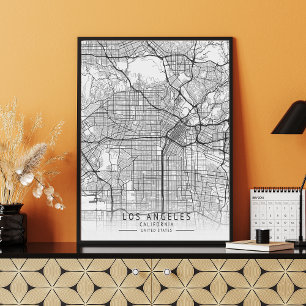 Affiche Carte de rue contemporaine de Los Angeles Californ