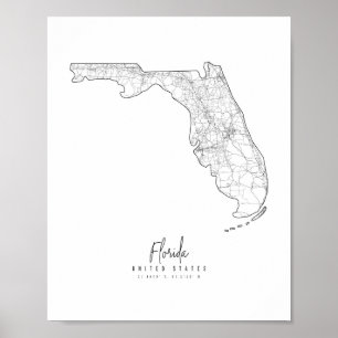 Affiche Carte de rue minimale de Floride