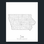 Affiche Carte de rue minimale de l'Iowa<br><div class="desc">Carte de rue minimale de l'Iowa</div>