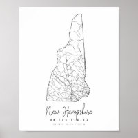 Carte de rue minimale du New Hampshire