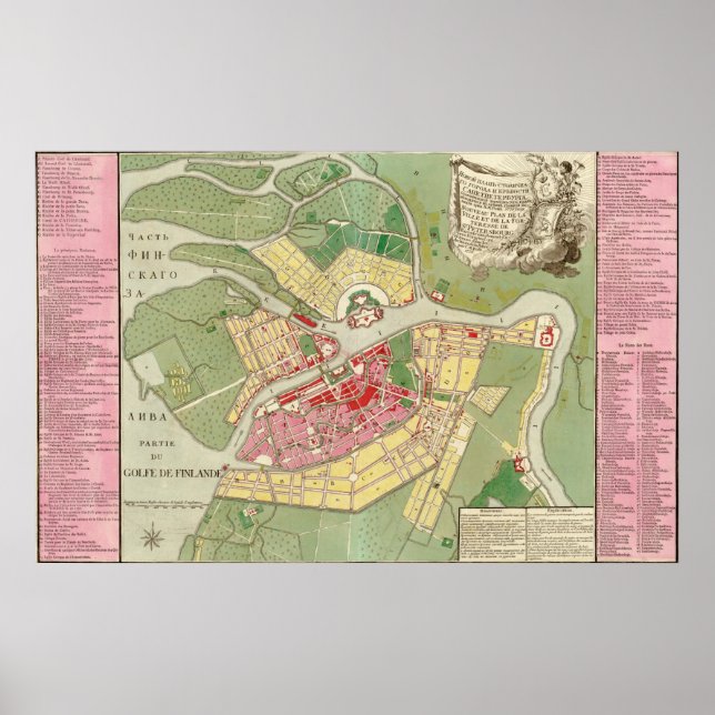 Affiche Carte de Saint-Pétersbourg 1776 (Devant)