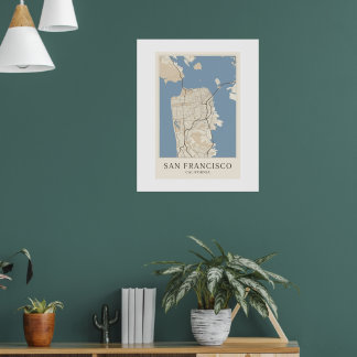 Affiche Carte de San Francisco Californie | Minimaliste