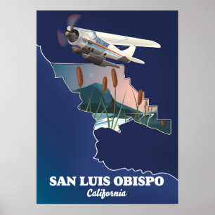 Affiche carte de San luis obispo Californie