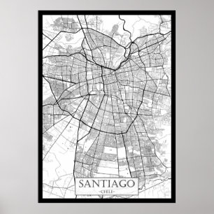 Affiche Carte de Santiago Chili