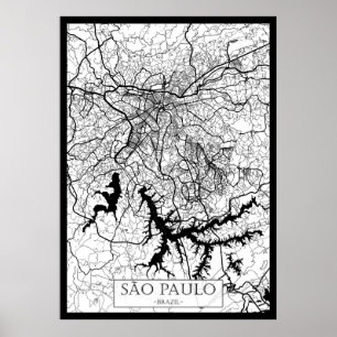 Affiche Carte de São Paulo Brésil
