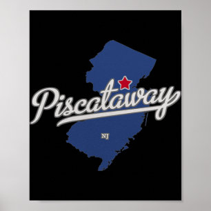 Affiche Carte de Scataway New Jersey Nj