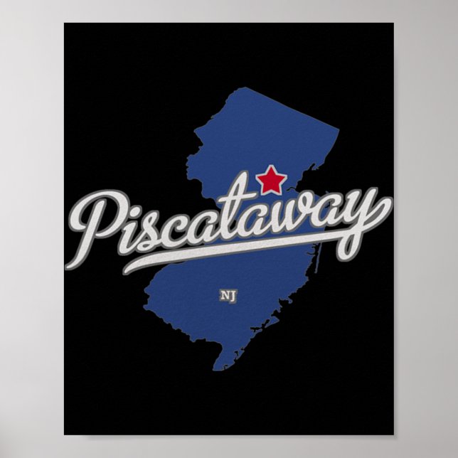 Affiche Carte de Scataway New Jersey Nj (Devant)
