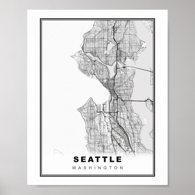 Affiche Carte de Seattle (Devant)