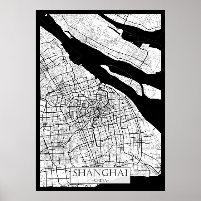 Affiche Carte de Shanghai Chine (Devant)