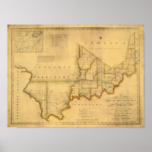 Affiche Carte de Shelton et de Kensett de l'état de