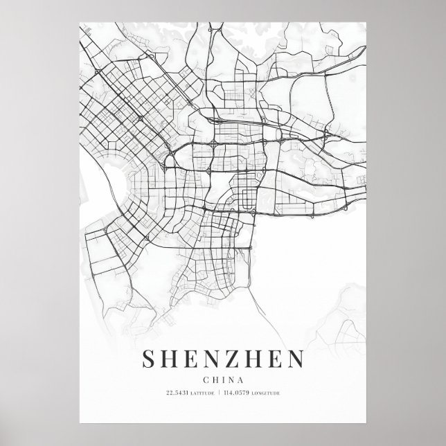 Affiche Carte de Shenzhen (Devant)