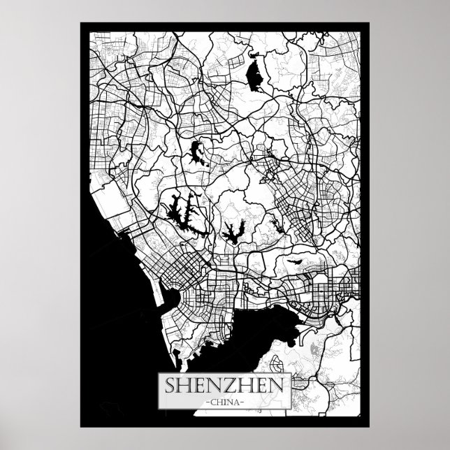 Affiche Carte de Shenzhen Chine (Devant)
