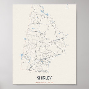 Affiche Carte de Shirley Massachusetts sous forme d'affich