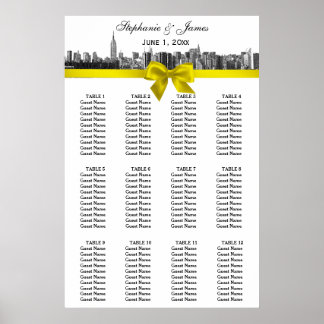 Affiche Carte de siège à mâchoire jaune NYC large Skyline