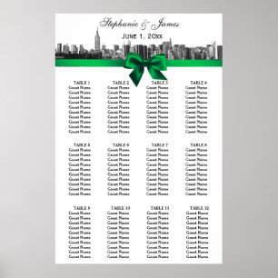 Affiche Carte de siège à mâchoire verte NYC large Skyline