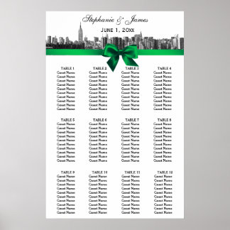 Affiche Carte de siège à mâchoire verte NYC large Skyline