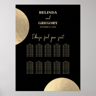 Affiche Carte de siège Abstrait Black & Gold moderne pour