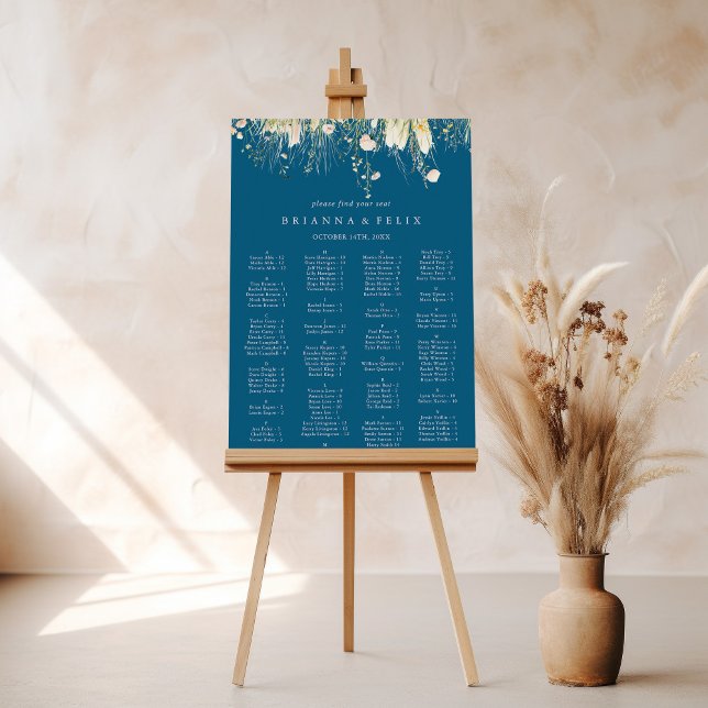 Affiche Carte de siège alphabétique Boho Fleur sauvage Nav (Créateur téléchargé)
