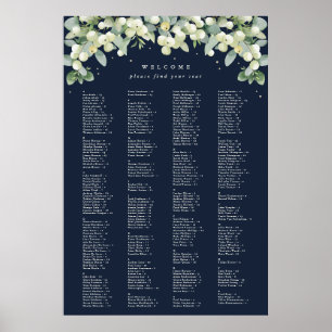 Affiche Carte de siège alphabétique de 26 x 38 pouces pour
