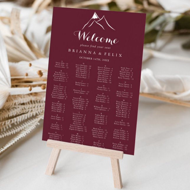 Affiche Carte de siège alphabétique de Montagne Blanche Bo (Créateur téléchargé)