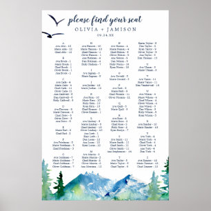 Affiche Carte de siège alphabétique des montagnes Rocheuse