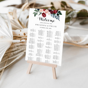 Affiche Carte de siège alphabétique floral de la marine de