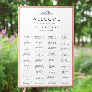 Affiche Carte de siège alphabétique simple en montagne