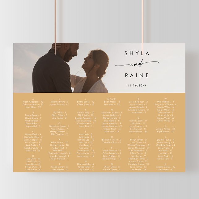 Affiche Carte de siège Boho Chic Jaune Marigold (Créateur téléchargé)